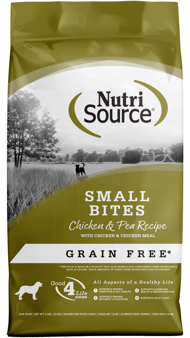 NutriSource - Chien Petites Bouchées Poulet et Pois - Nourriture Sèche Sans Grains pour Chiens