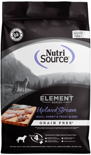 NutriSource Element Series - Chien Upland Stream Caille, Lapin et Truite - Nourriture Sèche Sans Grains pour Chiens