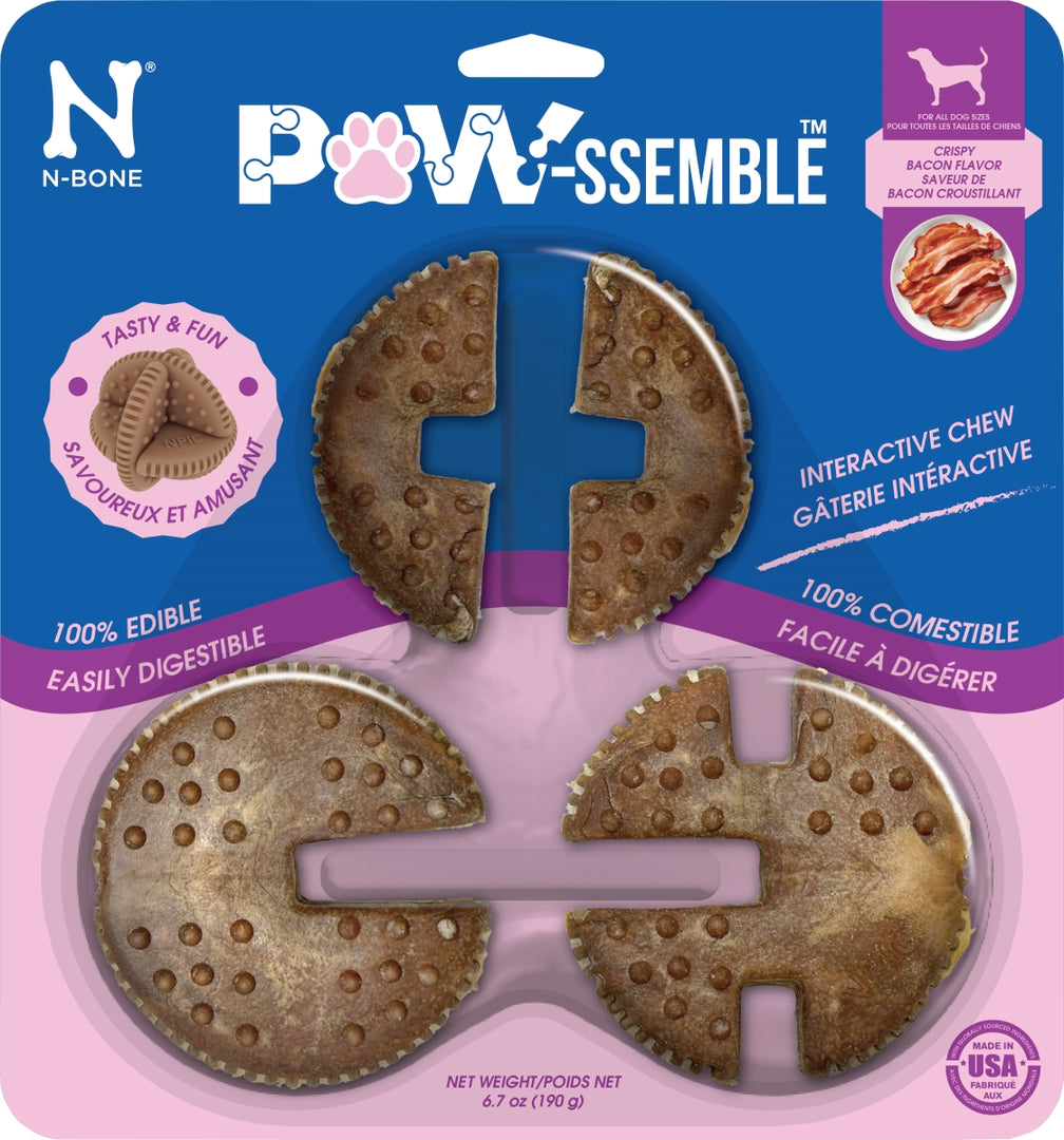 N-Bone Paw-ssemble - Bacon Croustillant - Gâteries Interactive à Mâcher pour Chiens
