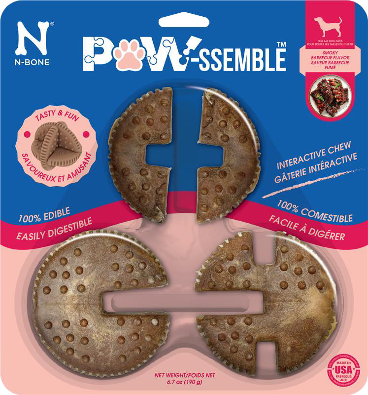 N-Bone Paw-ssemble - Barbecue Fumé - Gâteries Interactive à Mâcher pour Chiens