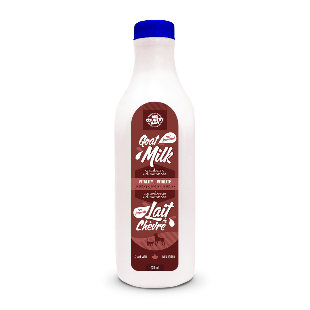Big Country Raw - Lait de Chèvre Cru Fermenté Vitalité (Canneberge) - Supplément Congelé pour Chiens