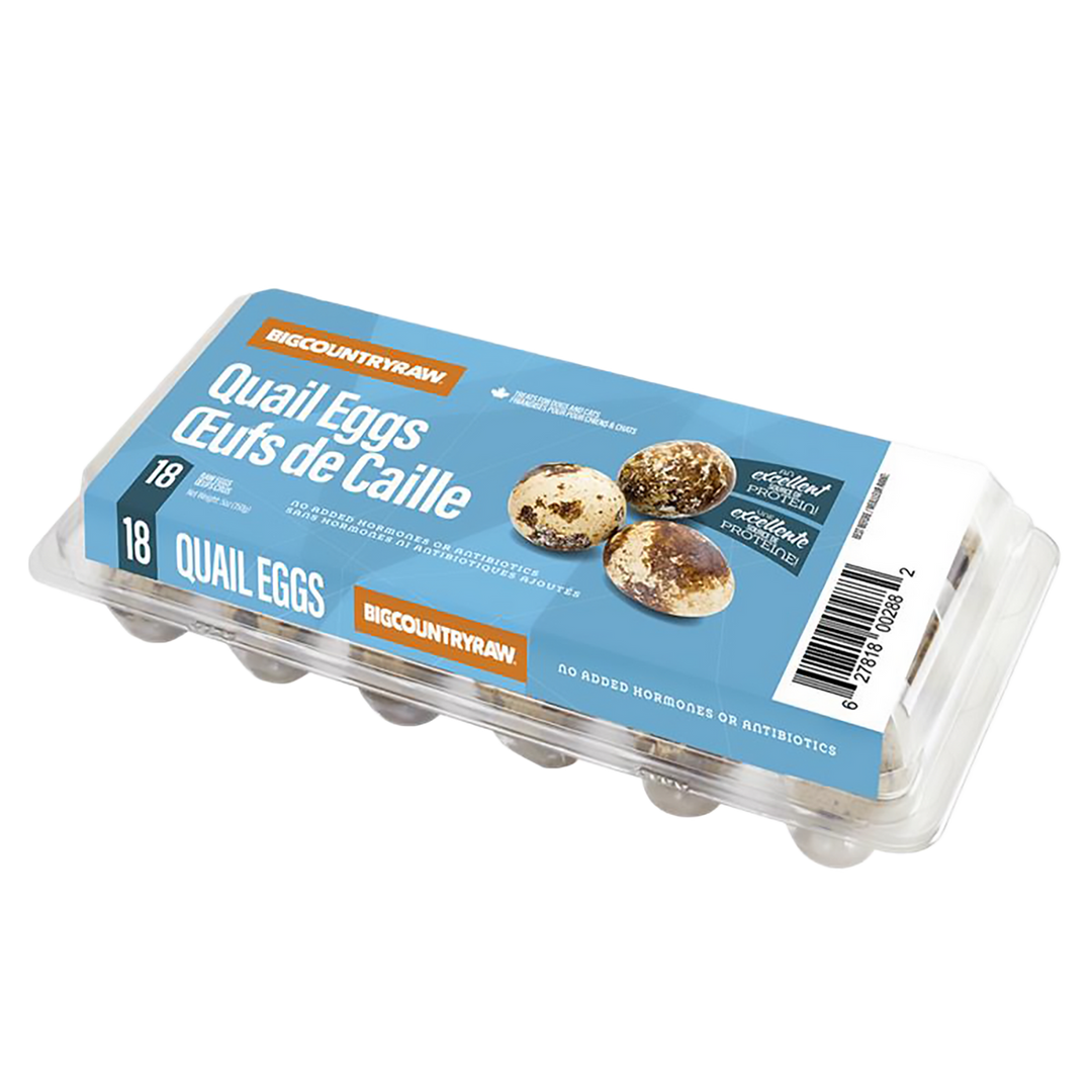 Big Country Raw - Oeufs de Caille - Gâteries Crues Congelées pour Chiens (Paquet de 18)