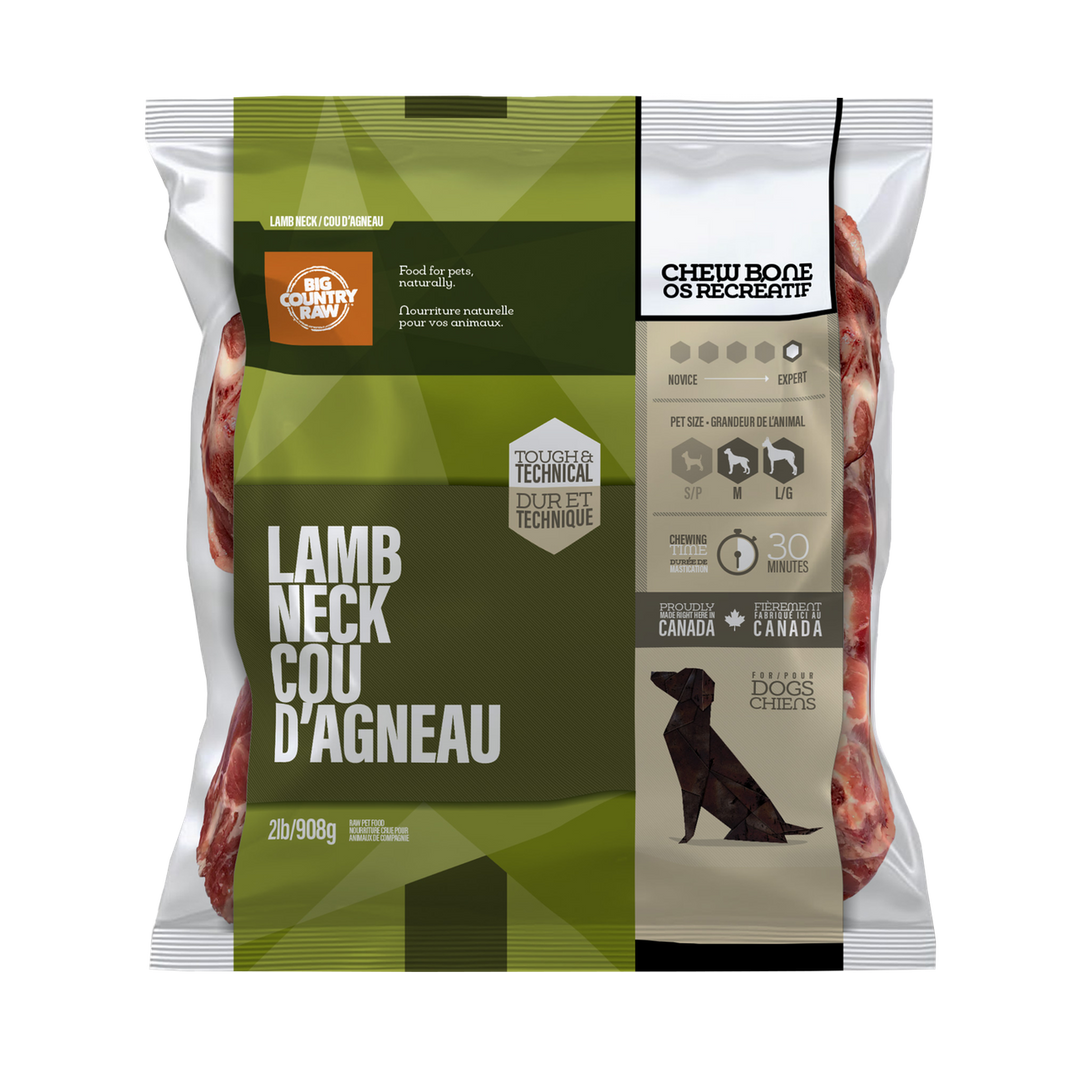 Big Country Raw - Cou d'Agneau - Gâteries Crues Congelées pour Chiens