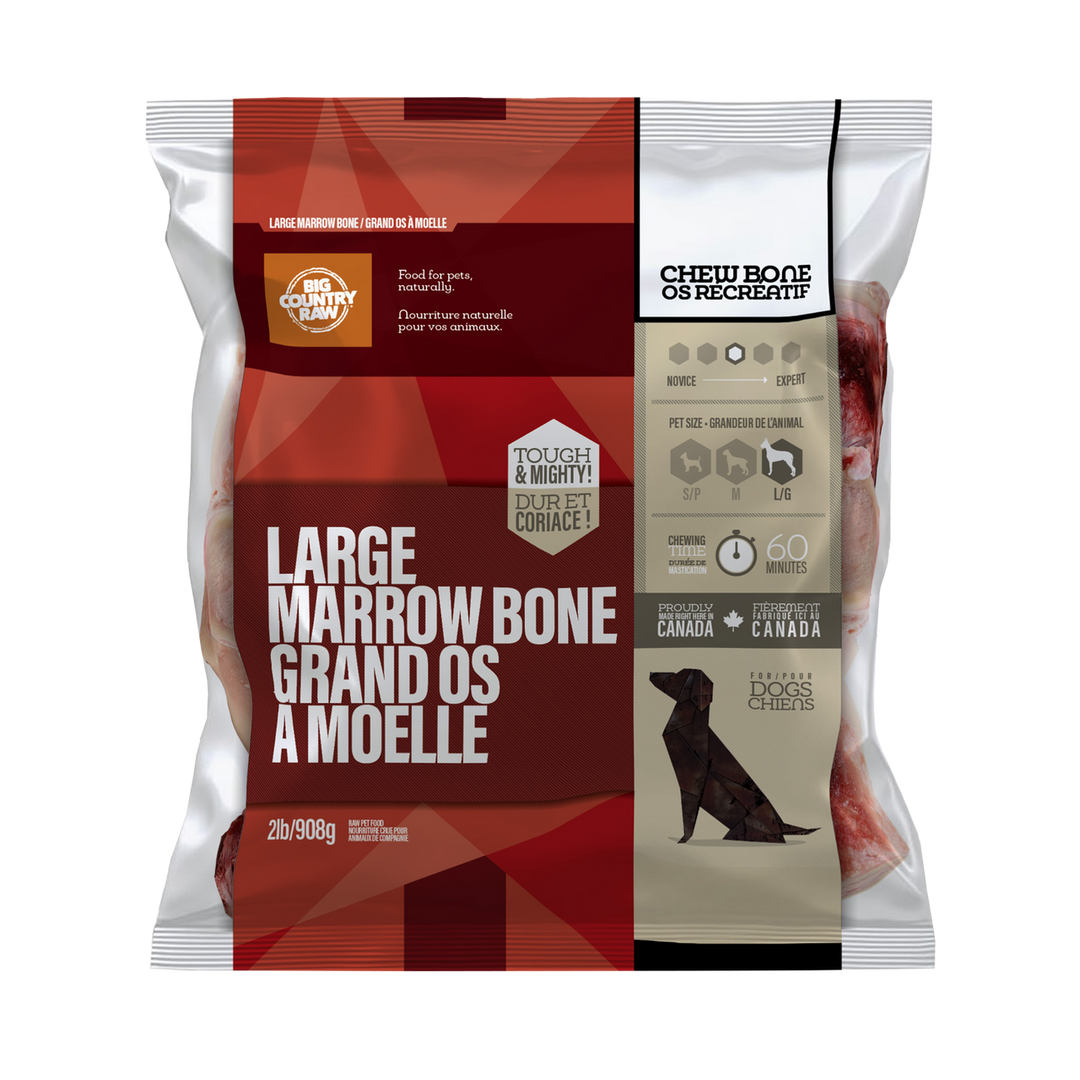 Big Country Raw - Os à Moelle de Boeuf 900 g - Gâteries Crues Congelées pour Chiens