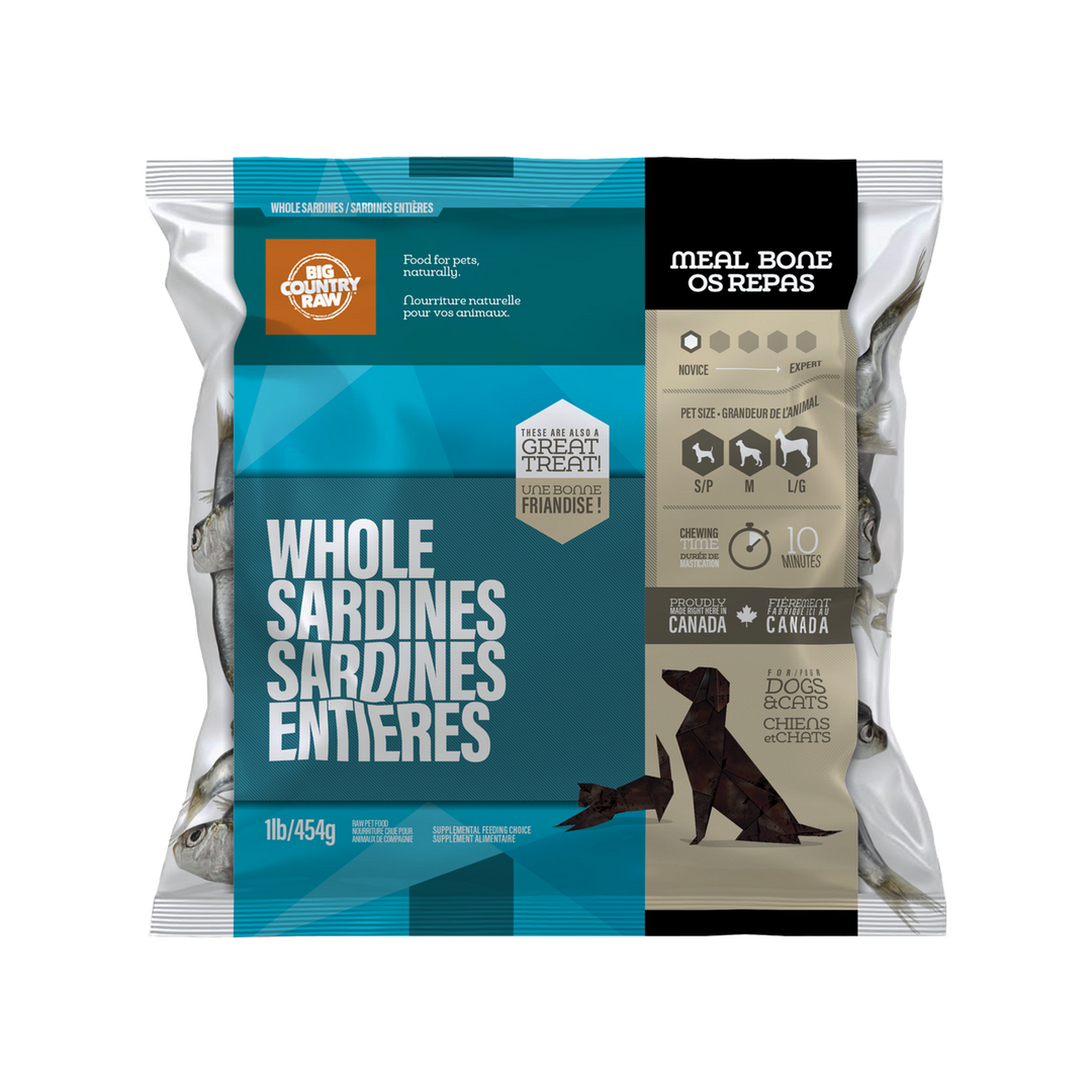 Big Country Raw - Sardines - Gâteries Crues Congelées pour Chiens