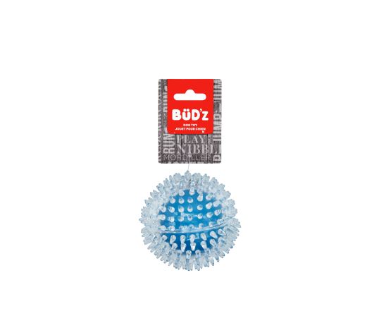 BüD'z - Jouet Balle à Pointes Transparente en Caoutchouc pour Chiens, 9 cm