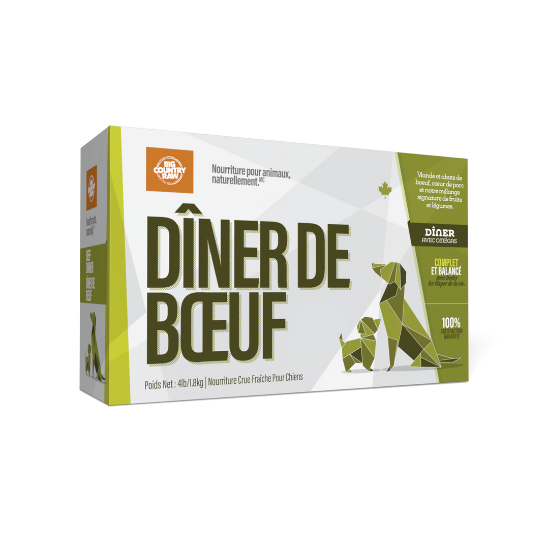Big Country Raw - Dîner de Boeuf - Nourriture Crue Congelée pour Chiens