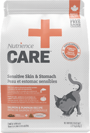 Nutrience Care - Peau et Estomac Sensibles, Saumon et Citrouille - Nourriture Sèche Sans Grains pour Chats Adultes