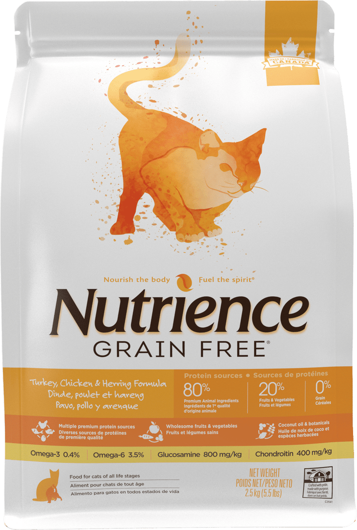 Nutrience Sans Grains - Chat Dinde, Poulet et Hareng - Nourriture Sèche pour Chats