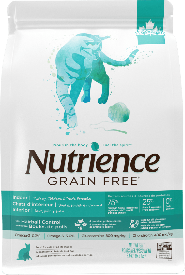Nutrience Sans Grains - Chat d'Intérieur Dinde, Poulet et Canard - Nourriture Sèche pour Chats