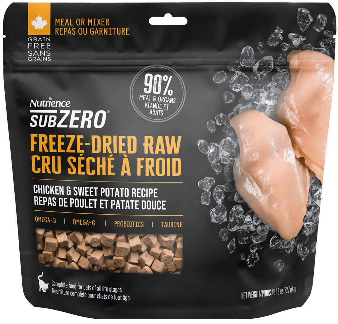 Nutrience Subzero - Chat Poulet et Patate Douce - Garniture ou Nourriture Sèche Lyophilisée Sans Grains pour Chats