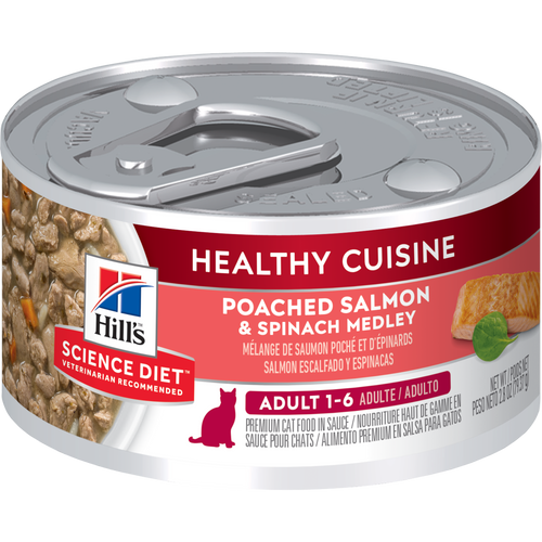 Hill's Science Diet Cuisine Santé - Ragoût de Saumon Poché et Épinards - Nourriture Humide pour Chats Adultes 1-6 Ans