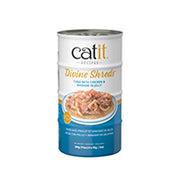 Catit Divine Shreds - Chat Thon avec Poulet et Wakamé en Gelée - Multipack de 4 x 85 g - Nourriture Humide Sans Grains pour Chats