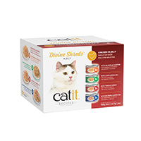 Catit Divine Shreds - Chat Assortiment au Poulet en Gelée - Multipack de 12 x 85 g - Nourriture Humide Sans Grains pour Chats