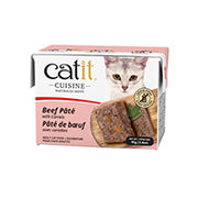 Catit Cuisine - Chat Adulte Pâté de Boeuf et Carottes - Nourriture Humide Sans Grains pour Chats en Tetra Pak