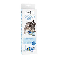 Catit Groovy - Poisson Bleu avec Herbe à Chat 8" - Jouet Interactif à Batterie pour Chats