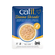 CATIT DIVINE SHREDS Chat Poulet, Maquereau & Brocoli en Bouillon 75g