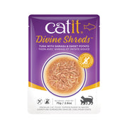 CATIT DIVINE SHREDS Chat Thon, Shirasu & PD en Bouillon 75g