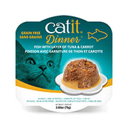 Catit Dinner - Chat Poisson avec Garniture de Thon et Carotte en Sauce - Nourriture Humide Sans Grains pour Chats