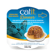 Catit Dinner - Chat Poisson avec Garniture de Saumon et Carottes en Sauce - Nourriture Humide Sans Grains pour Chats