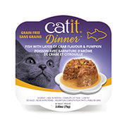 Catit Dinner - Chat Poisson avec Garniture de Crabe et Citrouille en Sauce - Nourriture Humide Sans Grains pour Chats