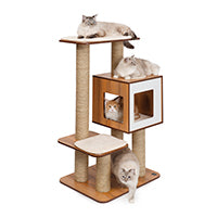 Catit Vesper - Arbre à Chat - Meuble V-High Base en Bois de Noyer Géant (89 x 64 x 133 cm)