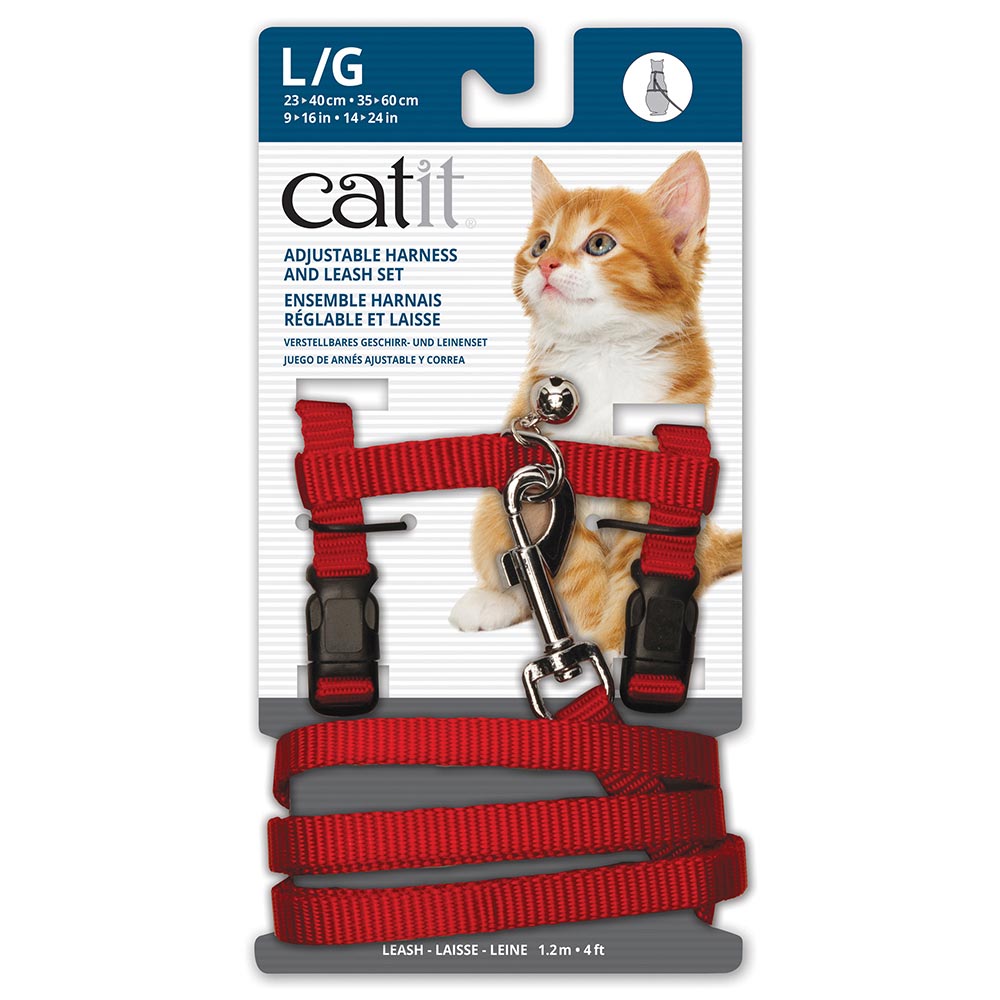 CATIT Harnais et Laisse L 10-16" Rouge