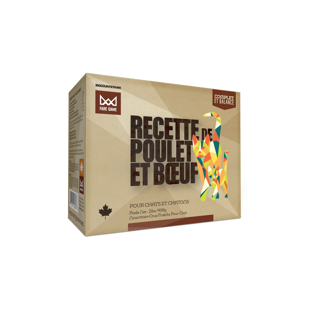 Big Country Raw Fare Game - Poulet et Boeuf - Nourriture Crue Congelée pour Chats