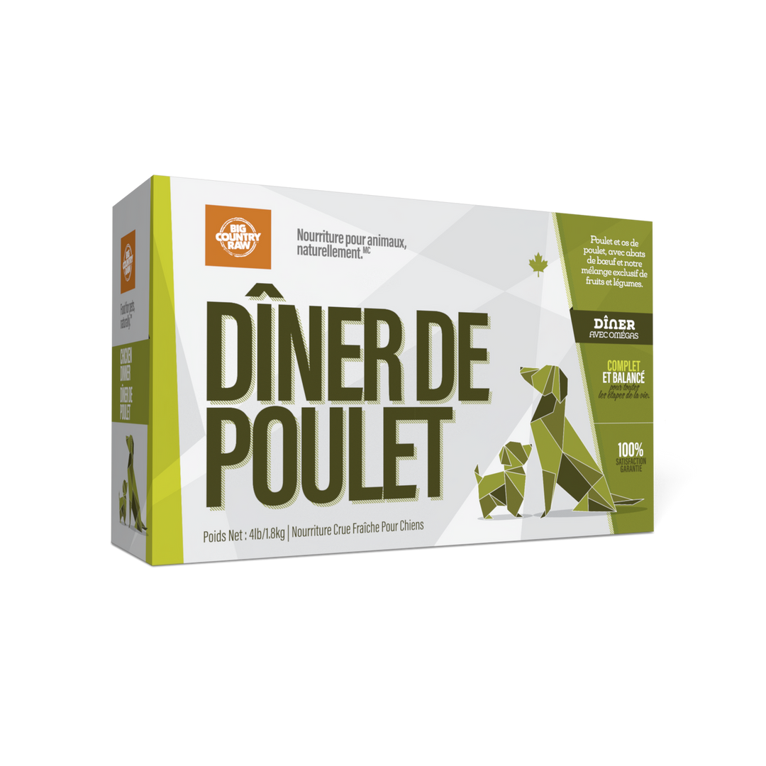 Big Country Raw - Dîner de Poulet - Nourriture Crue Congelée pour Chiens