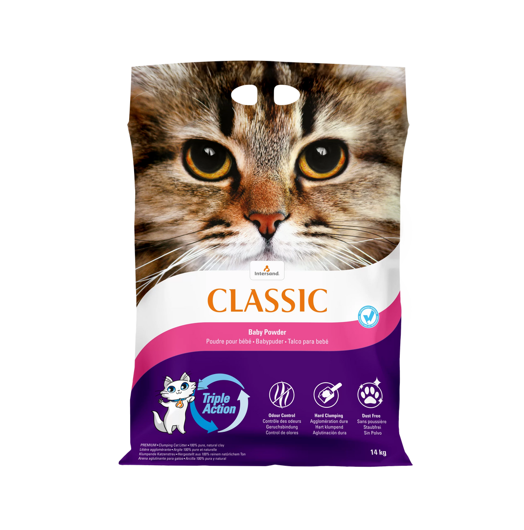Intersand Classic - Parfum de Poudre de Bébé - Litière Agglomérante pour Chats