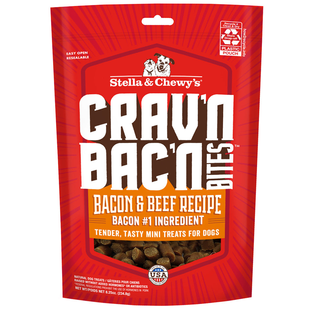 Stella & Chewy's Crave'n Bac'n Bites - Bacon et Boeuf - Gâteries Tendres pour Chiens