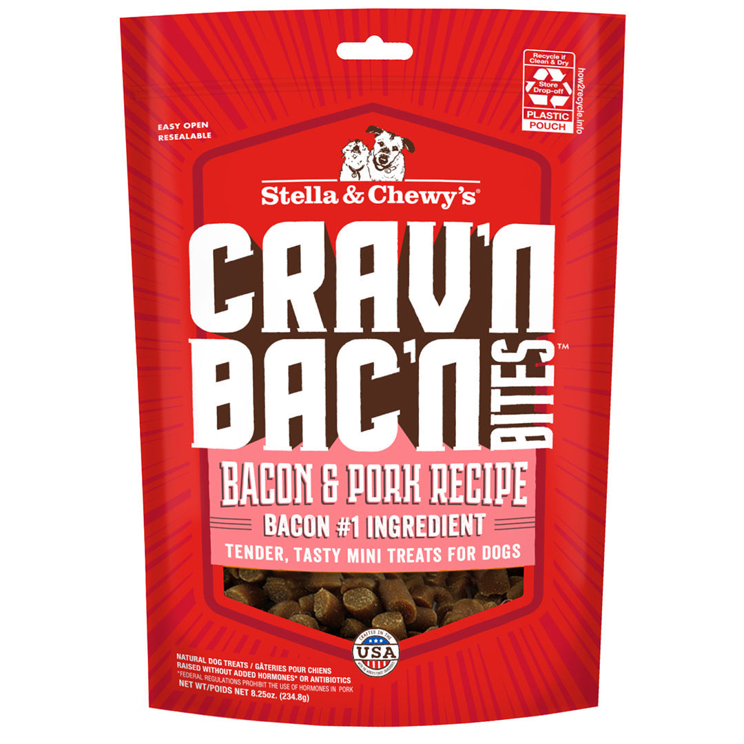 Stella & Chewy's Crave'n Bac'n Bites - Bacon et Porc - Gâteries Tendres pour Chiens