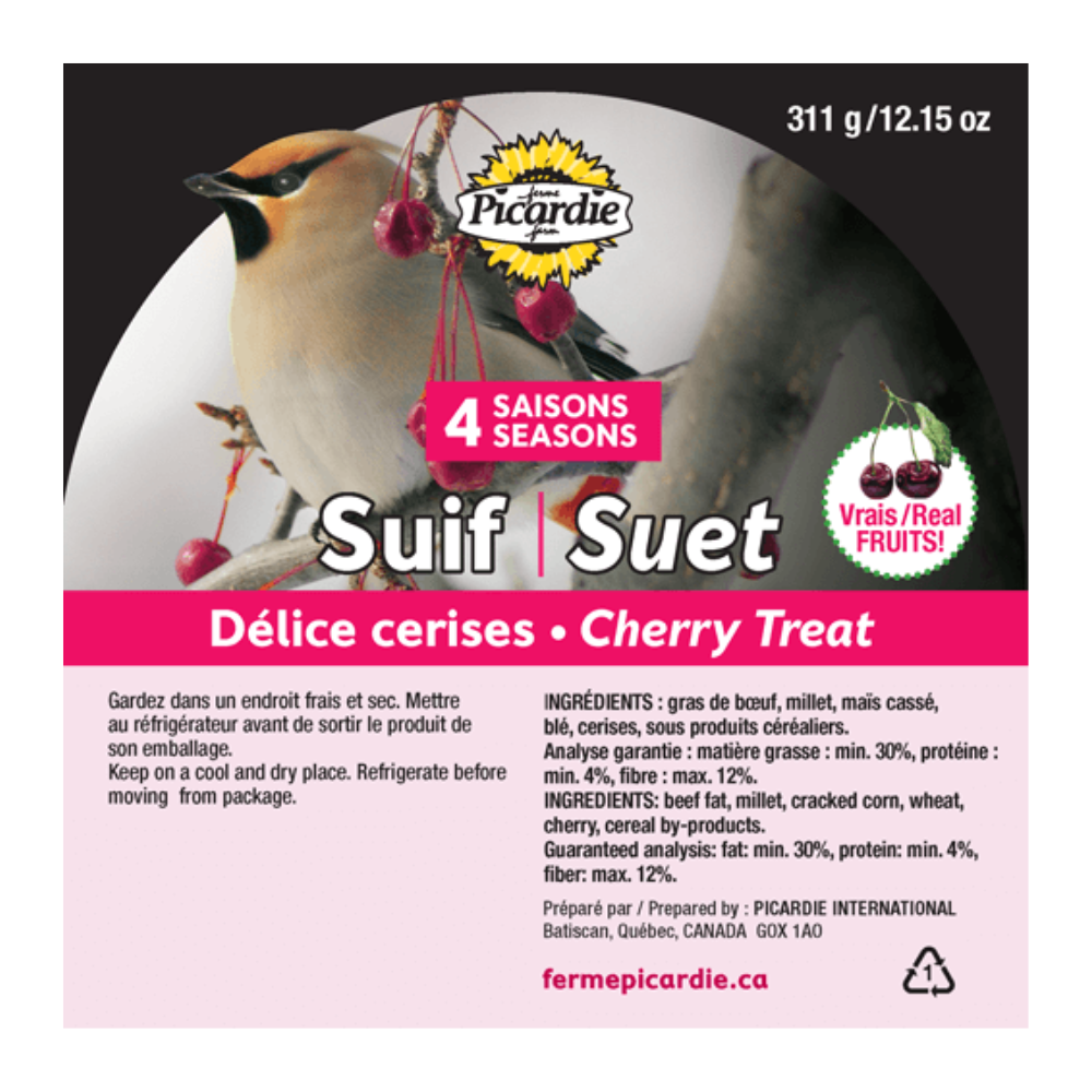 PICARDIE Suif Cerise 345g pour Oiseaux Sauvages
