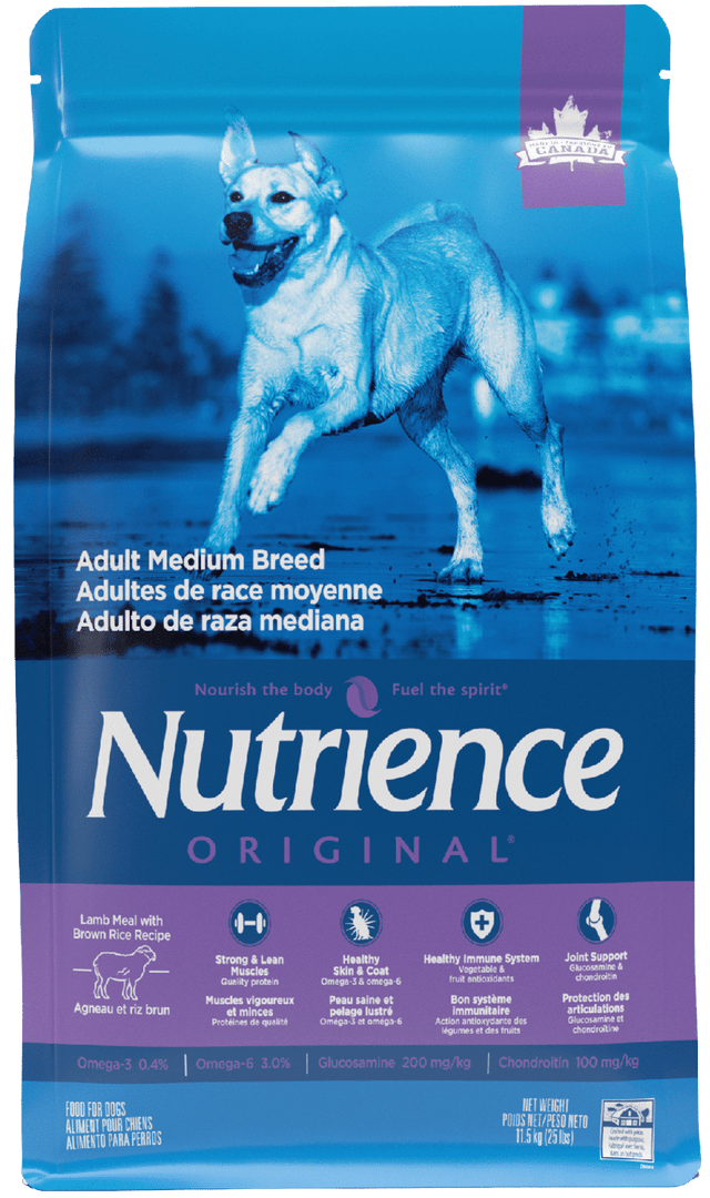 Nutrience Original - Chien Moyenne Race Agneau et Riz Brun - Nourriture Sèche pour Chiens
