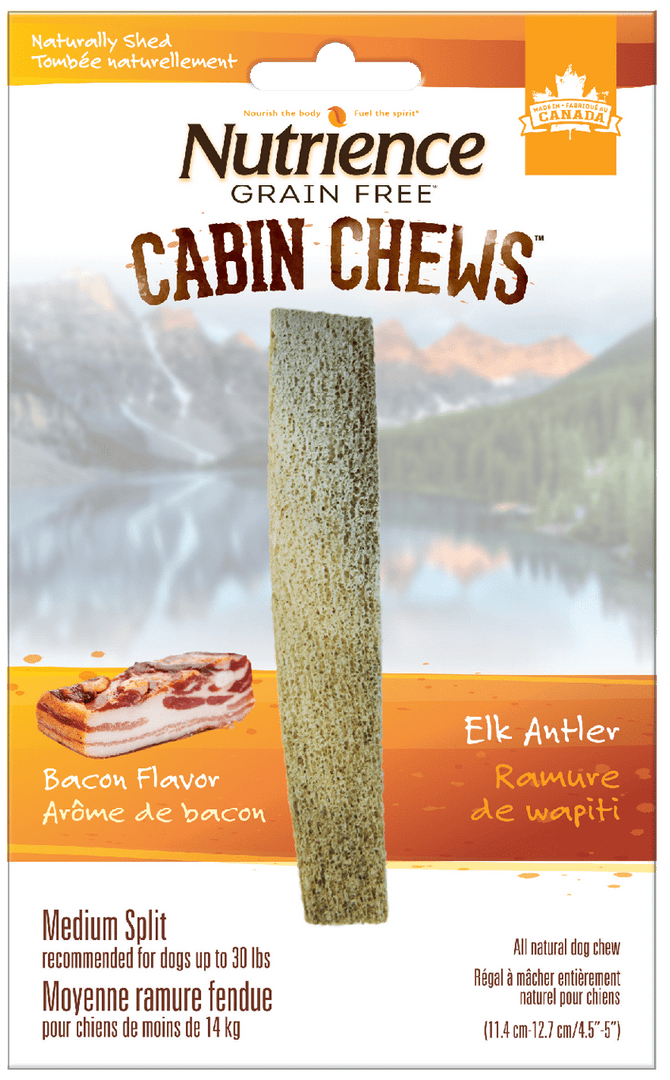 Nutrience Cabin Chews - Ramure de Wapiti Fendu, Saveur de Bacon - Gâteries à Mâcher Sans Grains pour Chiens