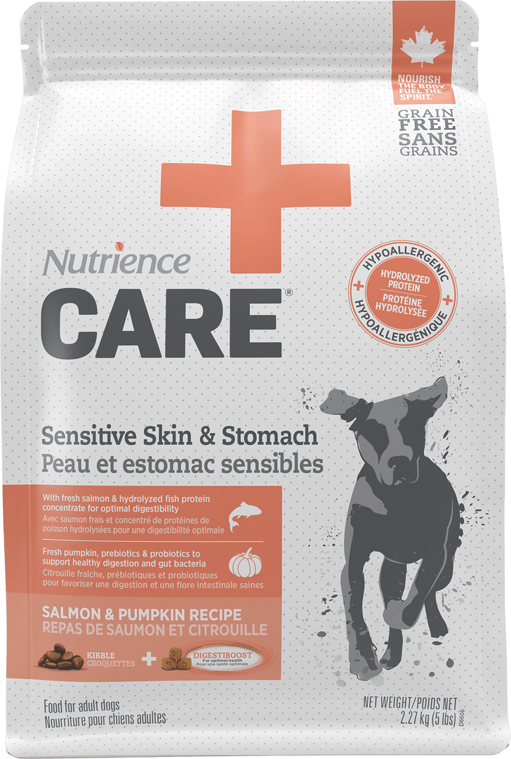 Nutrience Care - Peau et Estomac Sensibles, Saumon et Citrouille - Nourriture Sèche Sans Grains pour Chiens Adultes