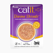 Catit Divine Shreds - Chat Thon avec Shirasu et Patate Douce en Bouillon - Nourriture Humide Sans Grains pour Chats en Sachet