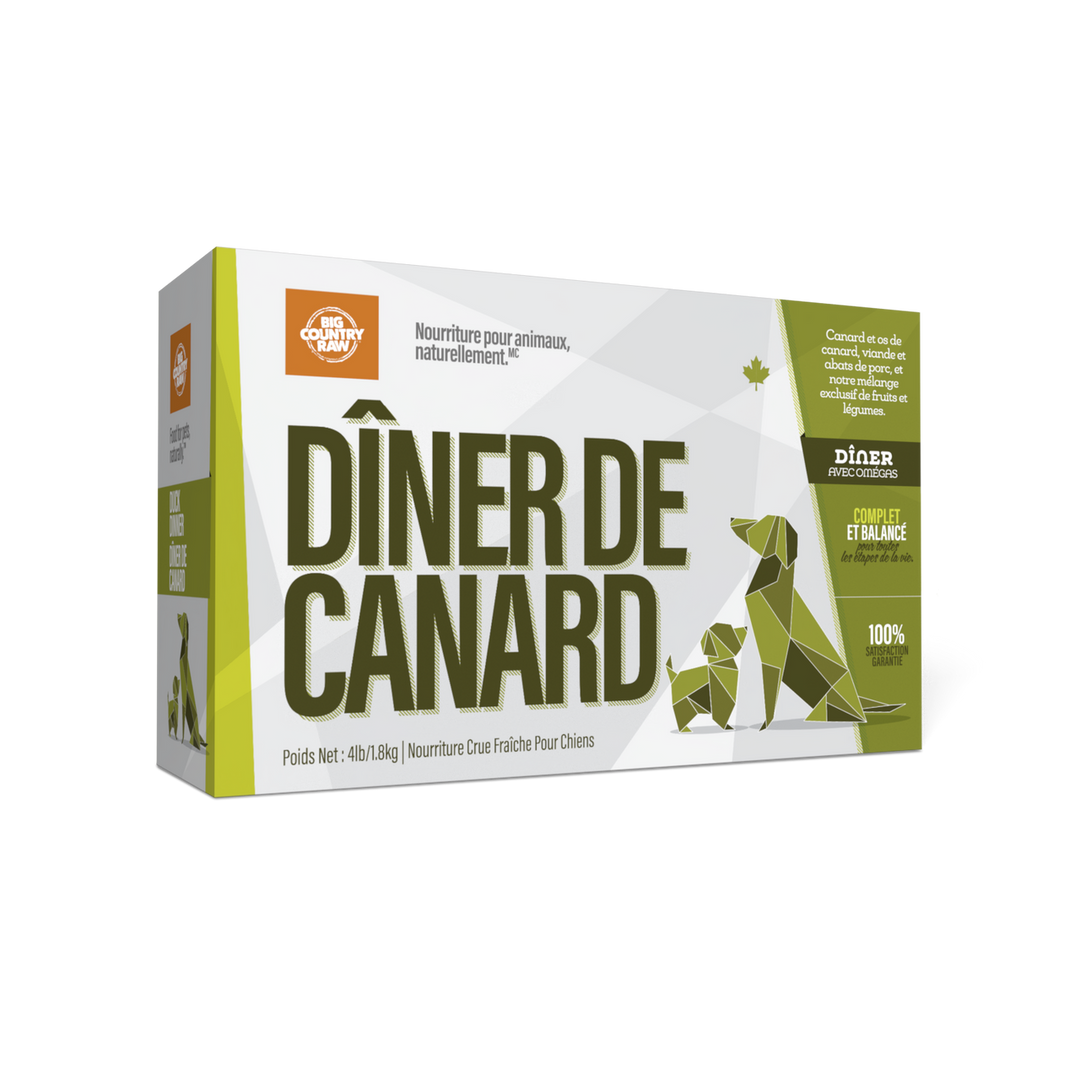 Big Country Raw - Dîner de Canard - Nourriture Crue Congelée pour Chiens