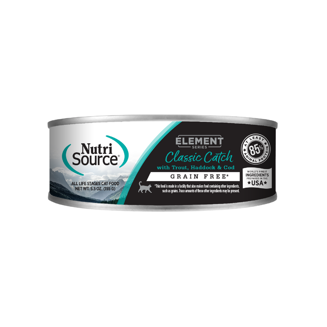 NutriSource Element Series - Classic Catch - Truite, Aiglefin et Morue - Nourriture Humide Sans Grains en Pâté pour Chats