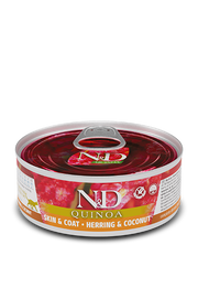 Famina N&D Quinoa - Chat Peau et Pelage Hareng et Noix de Coco - Nourriture Humide Sans Grains pour Chats