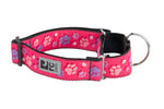 Voir l’image dans la galerie, RCP Collier Dressage Sangle Motif M Pattes Roses