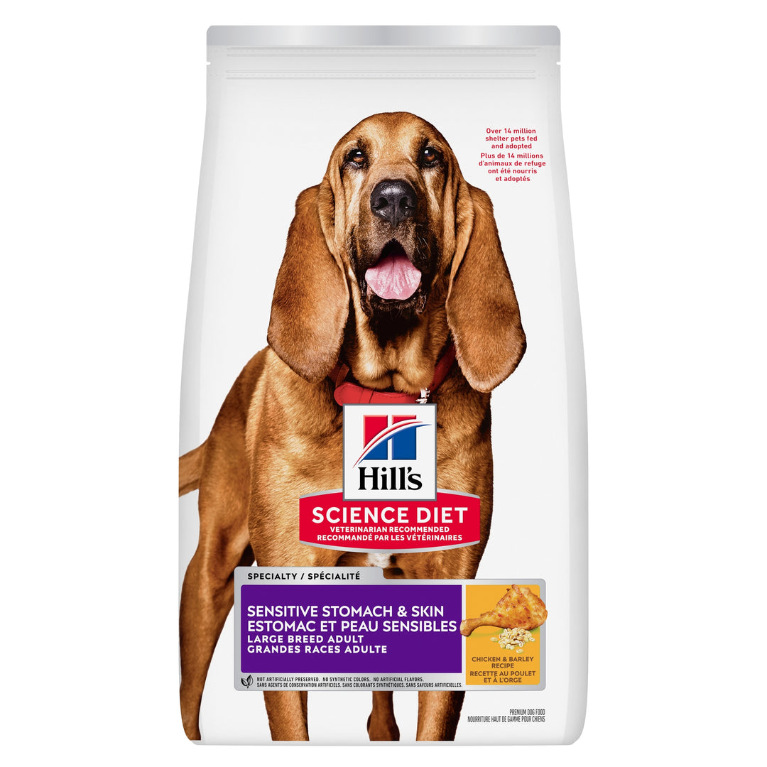 Hill's Science Diet - Estomac et Peau Sensibles, Poulet et Orge - Nourriture Sèche pour Chiens de Grandes Races
