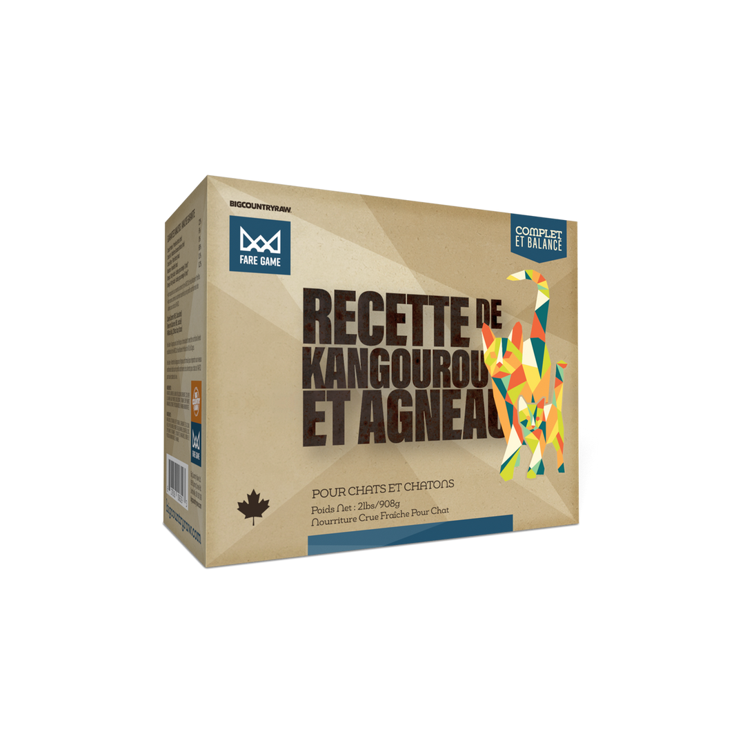 Big Country Raw Fare Game - Kangourou et Agneau - Nourriture Crue Congelée pour Chats