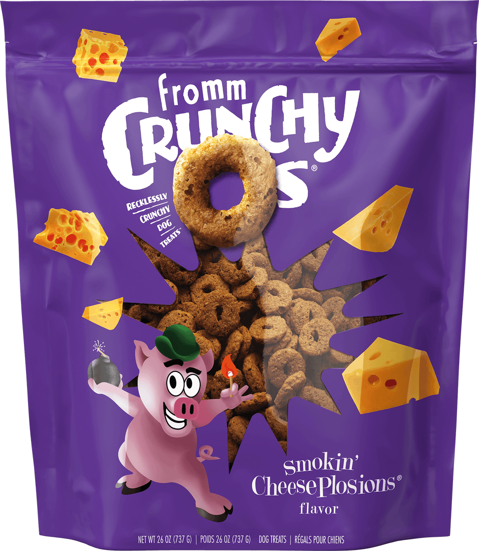 Fromm Crunchy O's - Smokin' CheesePlosions - Gâteries Croquantes Sans Grains pour Chiens
