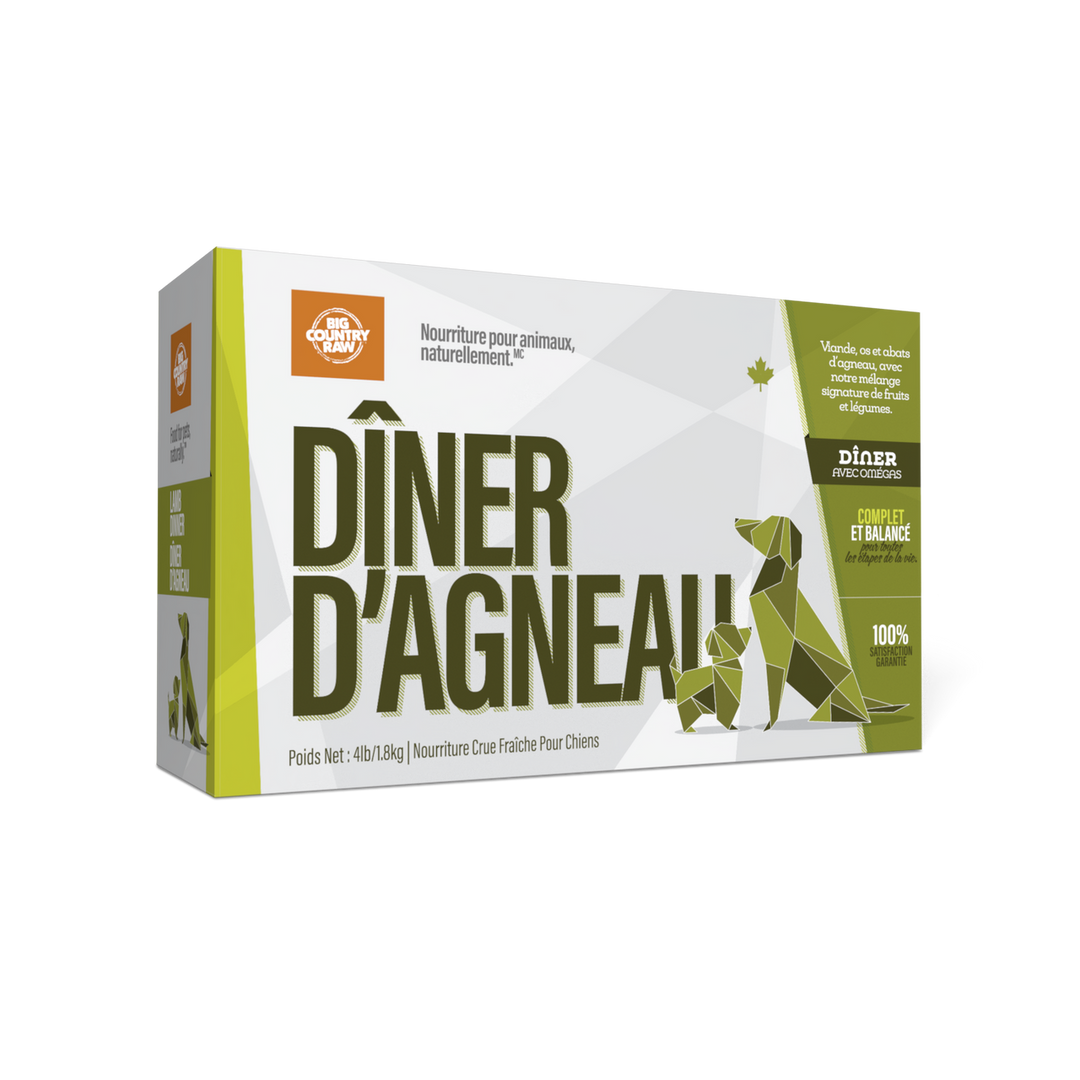 Big Country Raw - Dîner d'Agneau - Nourriture Crue Congelée pour Chiens