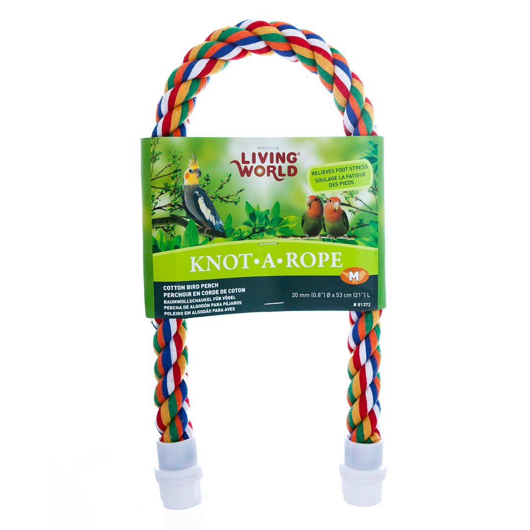 LW Perchoir Knot-A-Rope en Coton Multicolore 0.8x21" pour Oiseaux