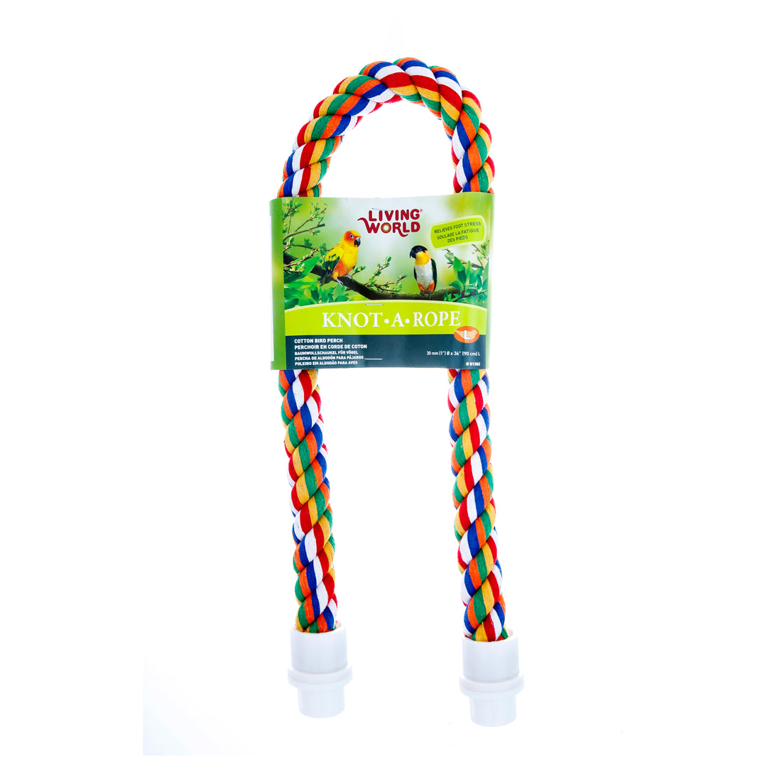 LW Perchoir Knot-A-Rope en Coton Multicolore 1.2x36" pour Oiseaux