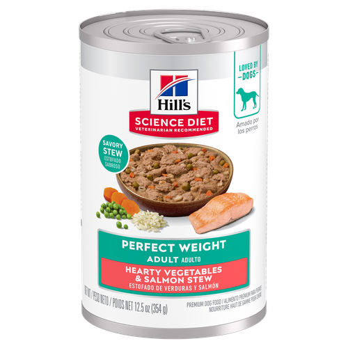 Hill's Science Diet - Poids Parfait - Ragoût de Légumes et Saumon - Nourriture Sèche pour Chiens Adultes