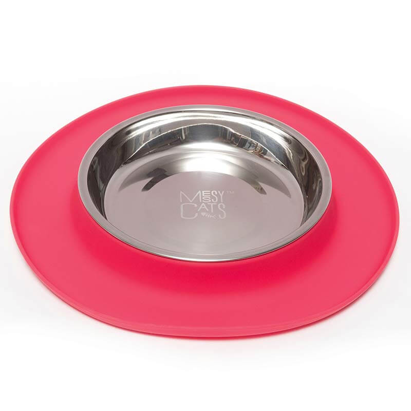 Messy Cats - Gamelle Simple en Acier Inoxydable avec Base en Silicone - Bol pour Chats
