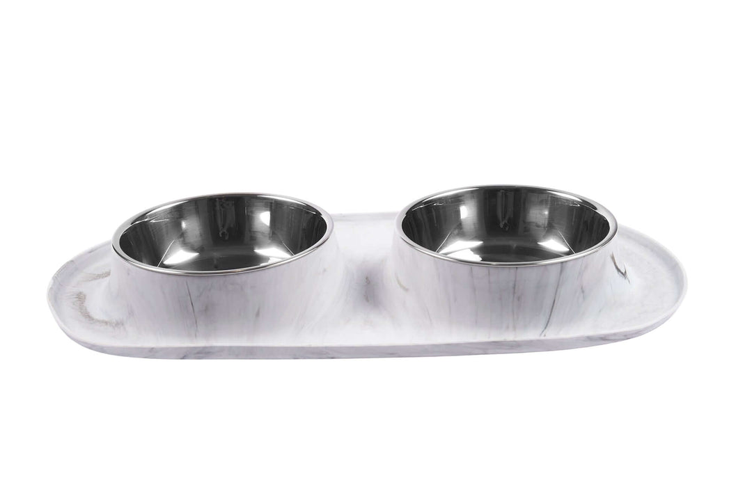 Messy Mutts - Gamelle Double en Acier Inoxydable avec Base en Silicone - Bol pour Chiens